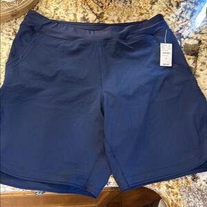 NWT Lands' End Blue Athletic Swim Shorts Lightweight Performance